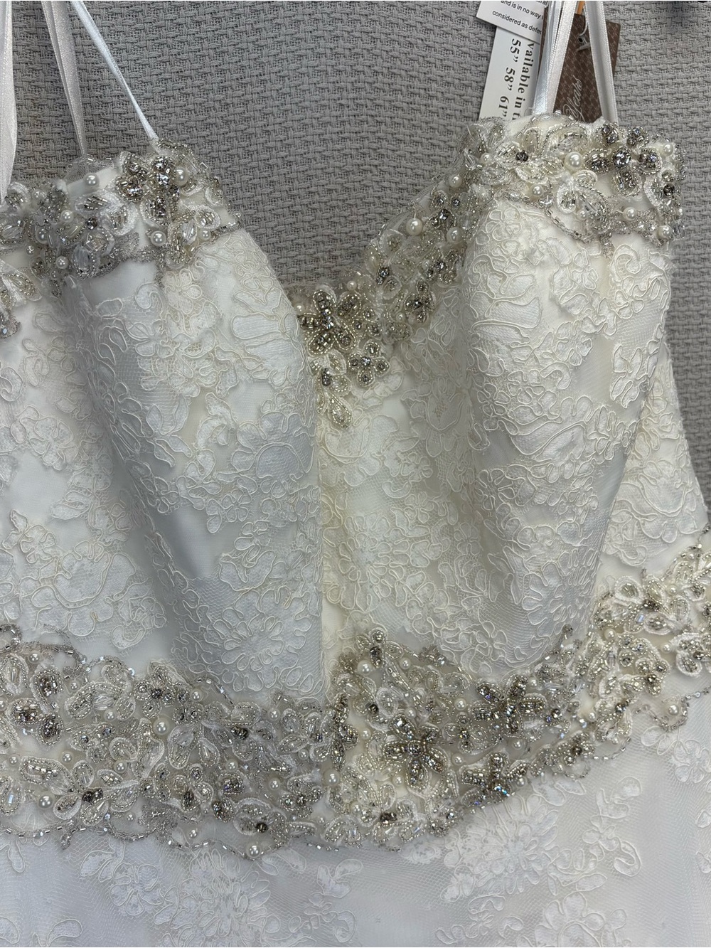 NWT Mori Lee Model 1913 A-Line Wedding Dress Sz 20- Ivory Silver Beading Lace - Picture 6 of 16